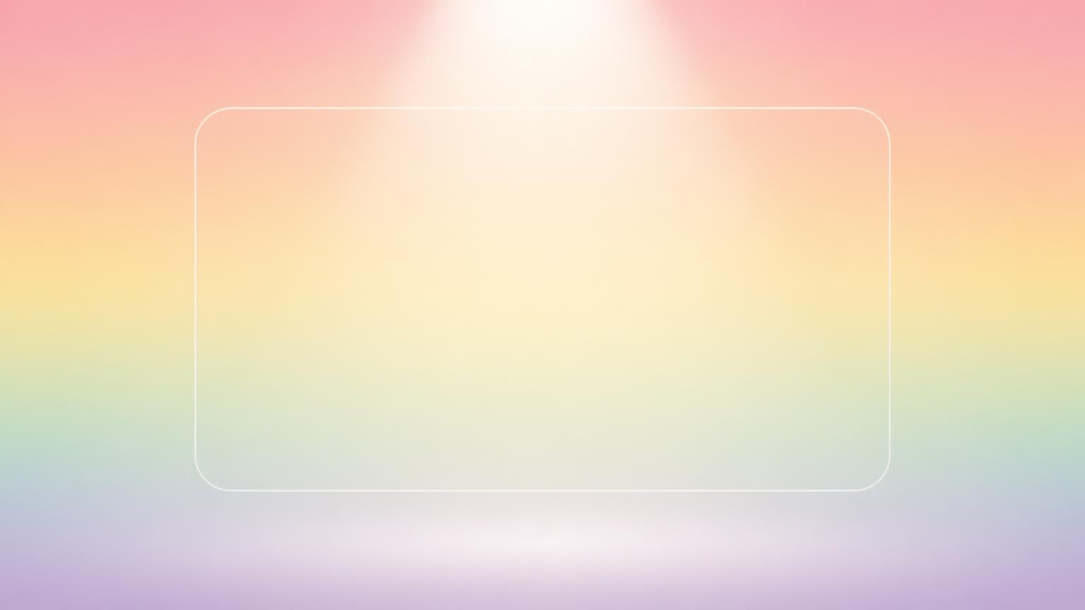 A soft rainbow spotlight on an empty stage frame, suggesting an open opportunity for your show